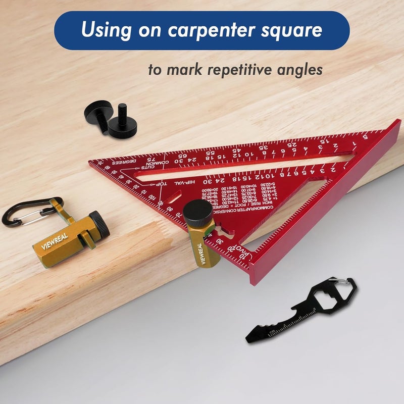 ViewReal Gold Extra Tall Stair Gauges Set: Framing & Speed Square Tool for Precise Rafter Layout, Non-Slip Guide for Circular Saw & Carpentry - Image 5